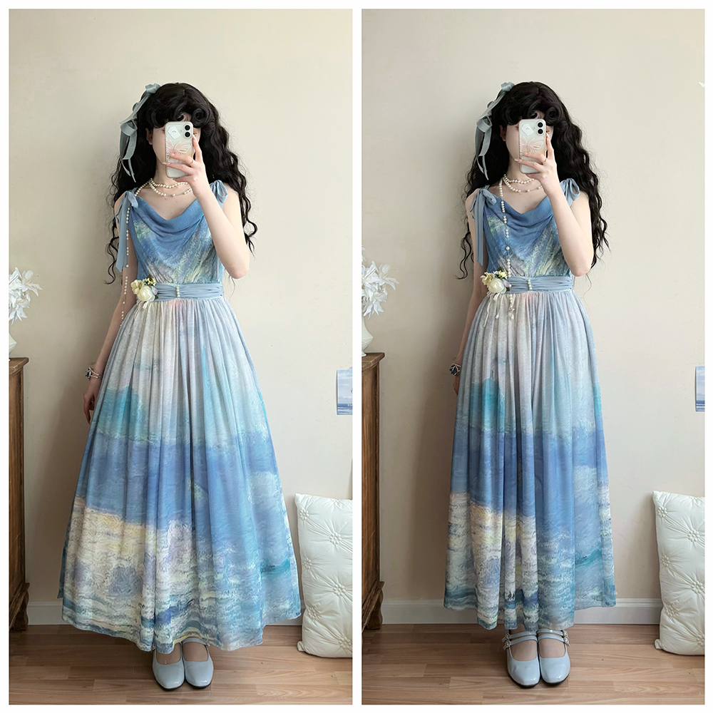 【予約販売】Elegance Greek 油彩画風プリントジャンパースカート・新色
