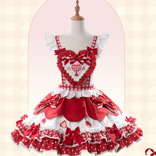 【受注予約11/18まで】Strawberry Cake Guide サスペンダースカート