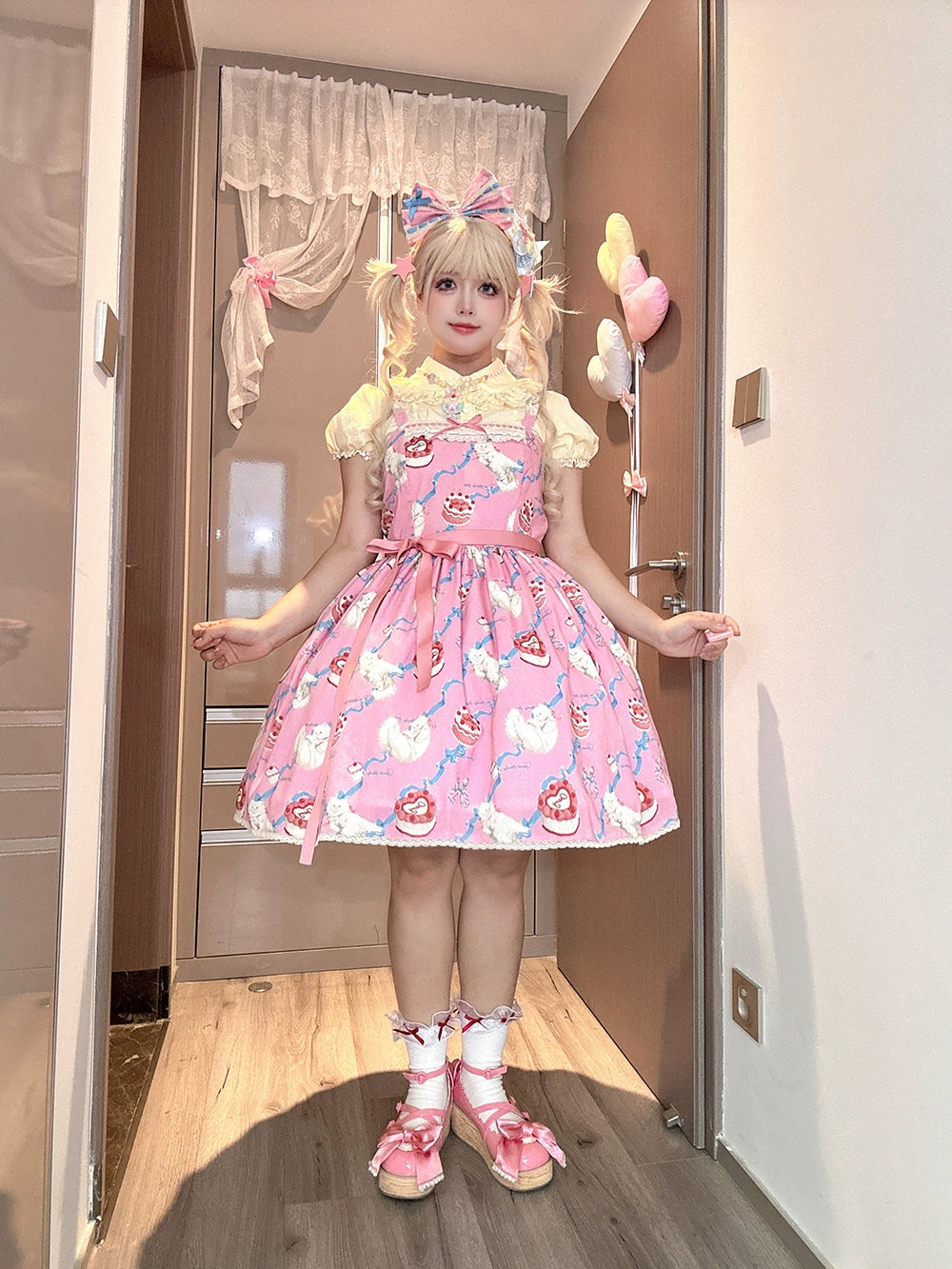 【受注予約7/9まで】Sweet Cherry Cat デイリージャンパースカート