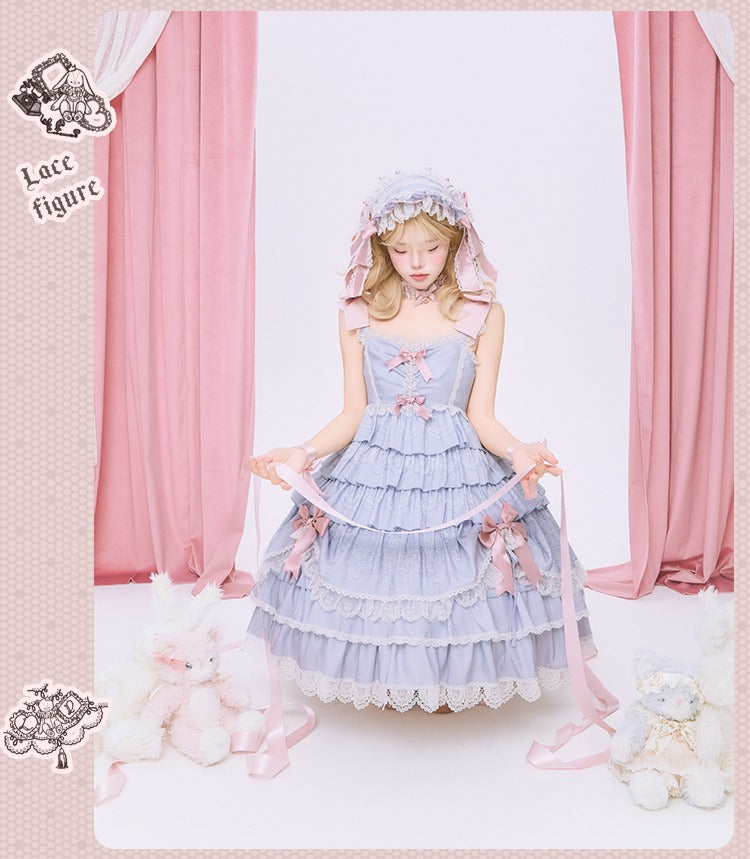 【再販・受注予約12/23まで】Lace Figure ティアードジャンパースカート