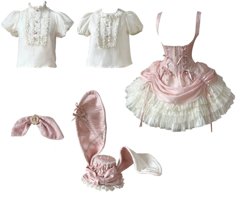 【受注予約6/30まで】Brulee Bunny コルセットジャンパースカートセット・ピンク