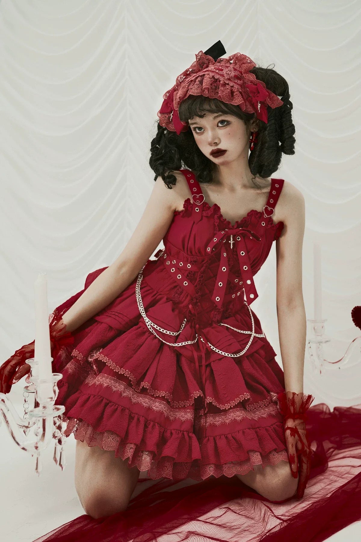 【unaちゃん着用】十字契約 ベルトリボンジャンパースカート 全6色