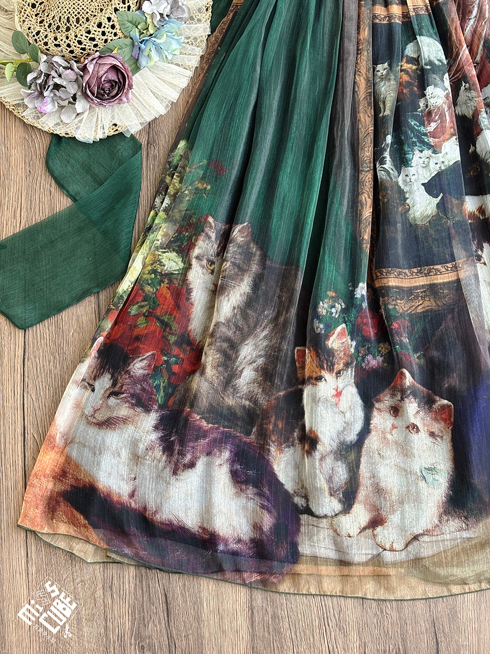 【予約販売】Elegance Greek 油彩画風プリントエンパイアワンピース・新色