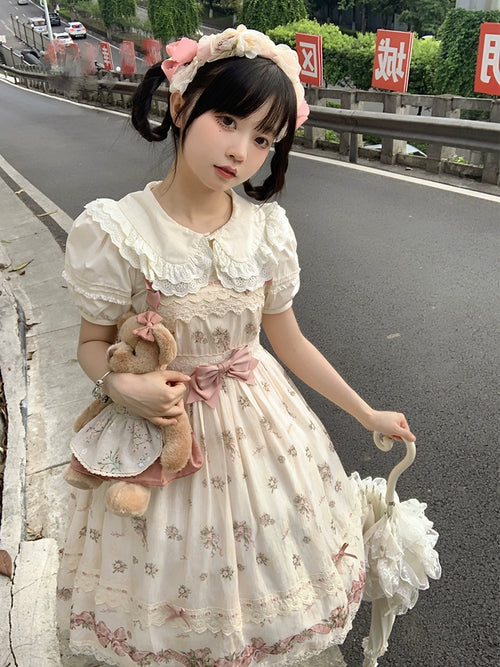 Roses Bouquet Double Lace Short Sleeve Blouse