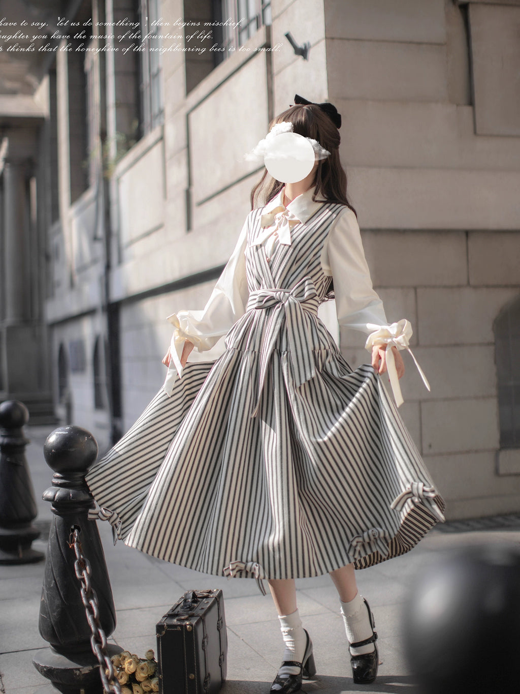 Striped and ribbon French girly jumper skirt