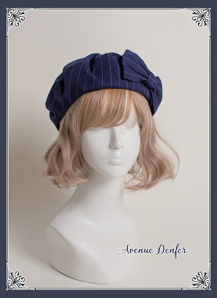 beret with pinstripe ribbon