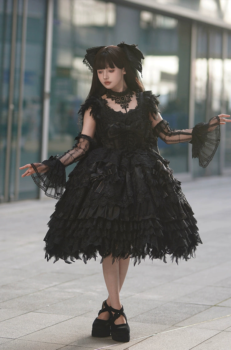 【受注予約6/18まで】Peacock Feather プリンセスドレス・ブラック