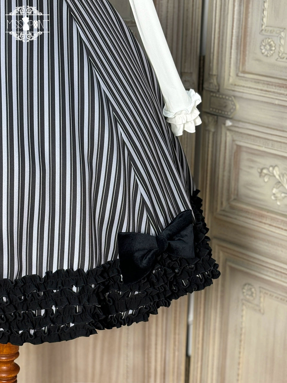 【予約販売】Classic Chocolat Stripe ストライプジャンパースカート・ショート丈