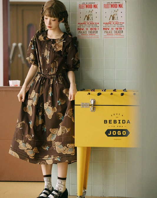 [Sales period ended] Chocolate Bear Movement One-piece dress, type 2