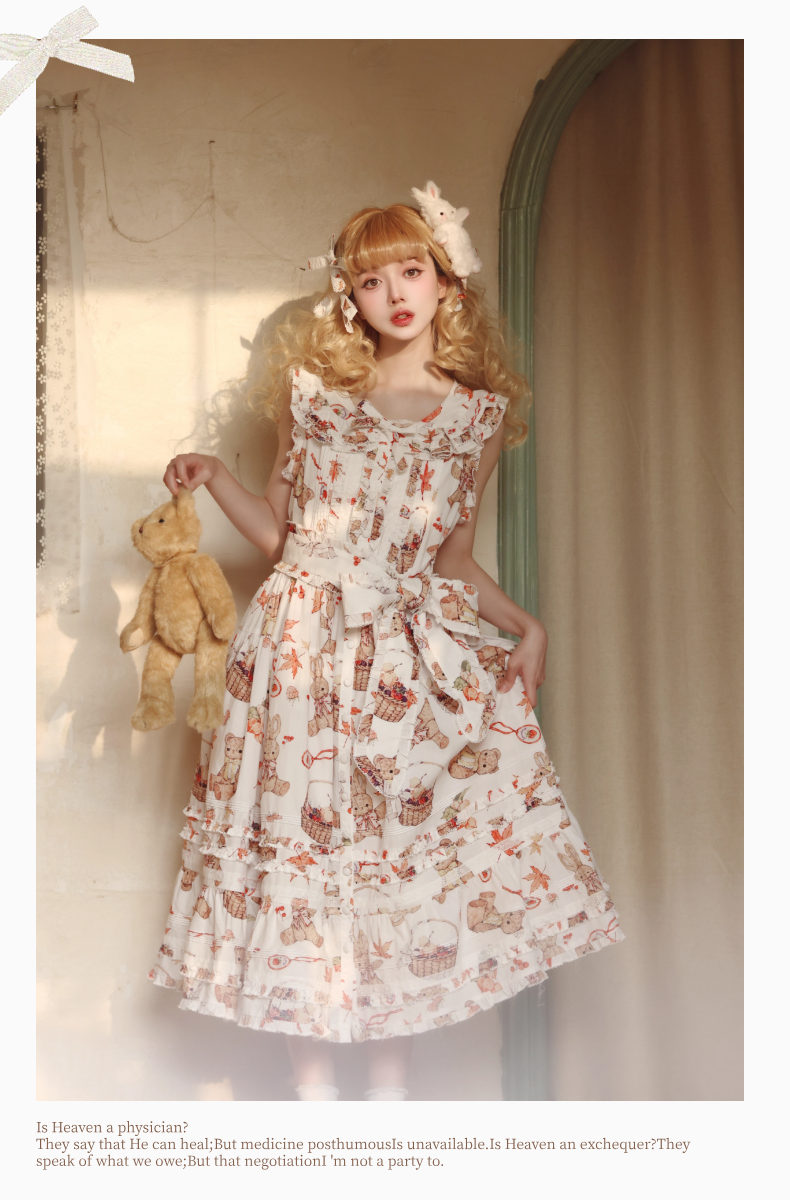 [Pre-orders available until November 4th] Autumn Rabbit Bear One-piece dress and jumper skirt, luxury version