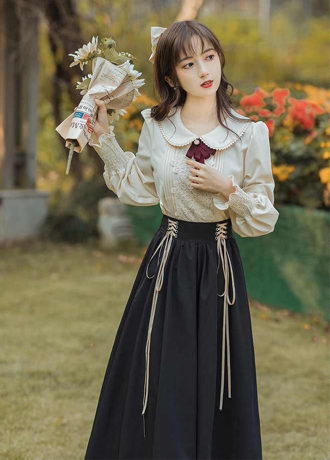 Lady-style retro classical setup [Long sleeve type] Total 5 colors