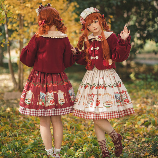 [Sale period ended] Apple Garden Bavarian style reversible skirt