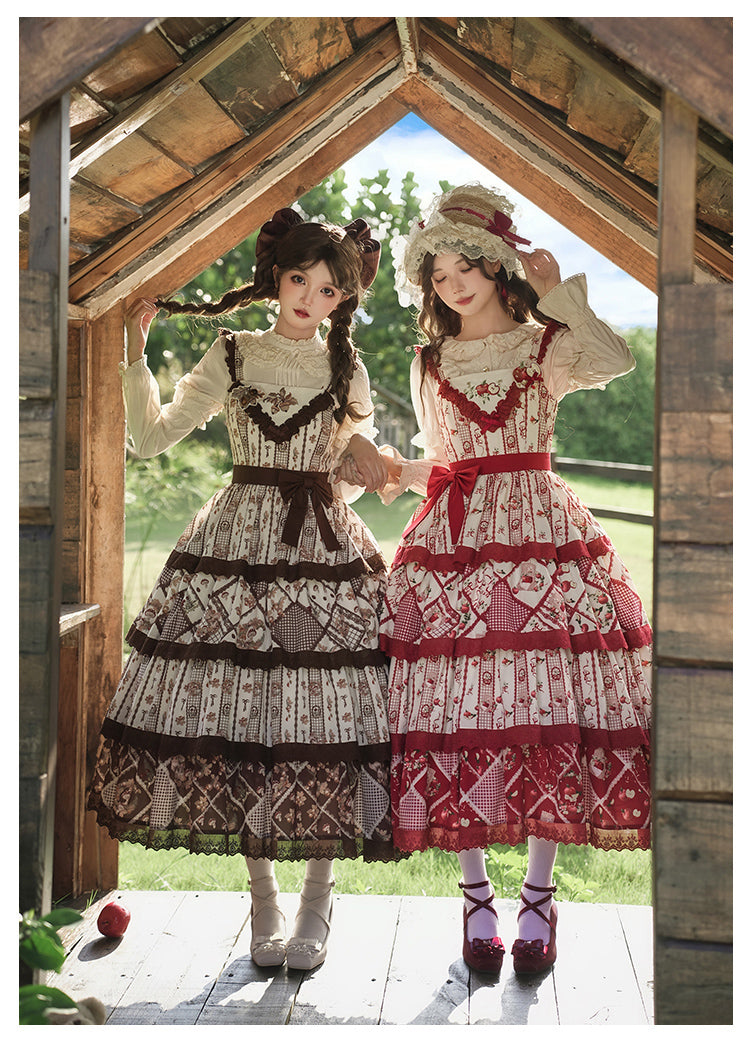 秋色のフローラルジャンパースカート