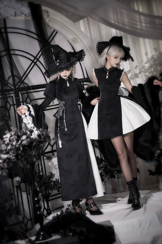 Chinese style Gothic Lolita witch one-piece dress set, short length