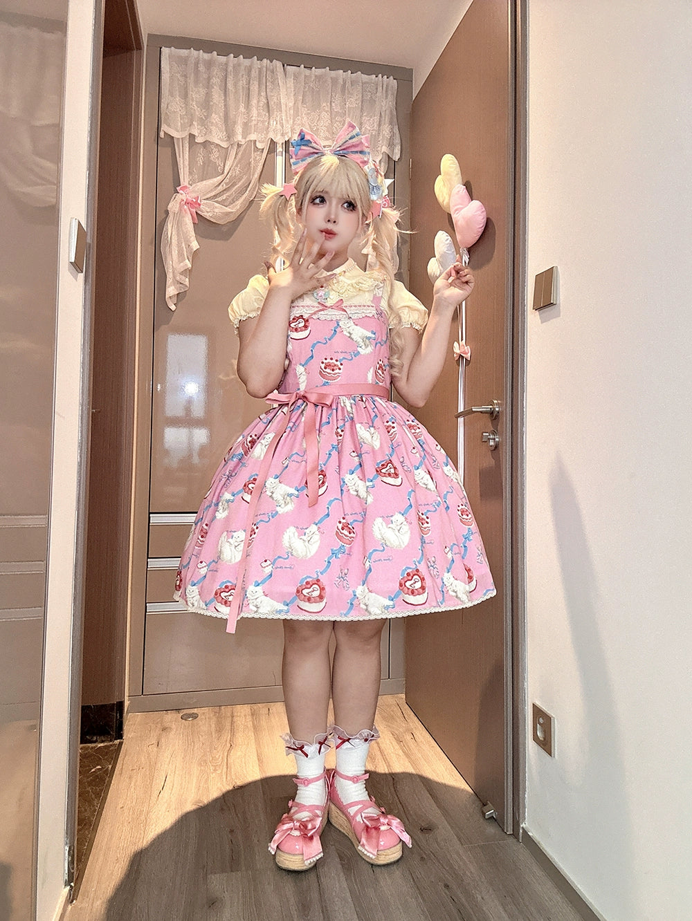 【受注予約7/9まで】Sweet Cherry Cat デイリージャンパースカート