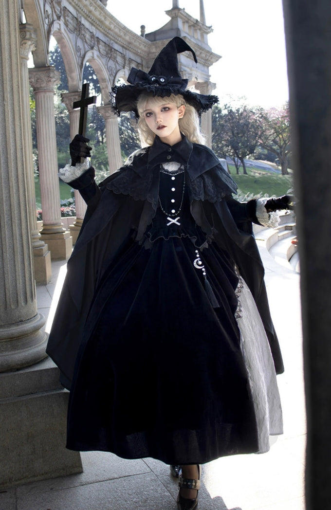 Asymmetrical design long witch dress