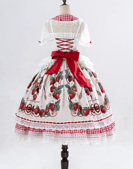 【受注予約8/18まで】Strawberry Sunshine Picnic  カントリー風ジャンパースカートとエプロン