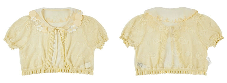 【受注予約7/16まで】Limone Town カントリー風半袖カーディガン