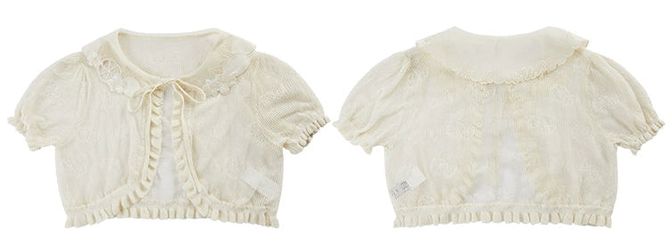 【受注予約7/16まで】Limone Town カントリー風半袖カーディガン