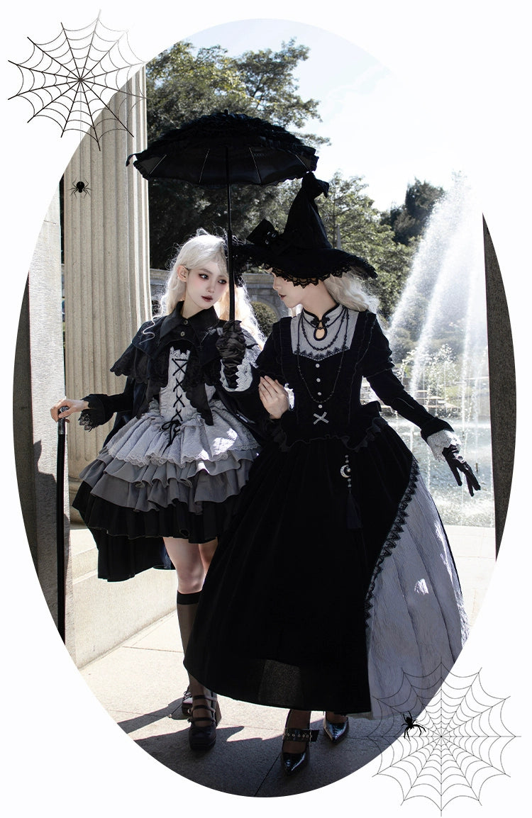 Asymmetrical design long witch dress
