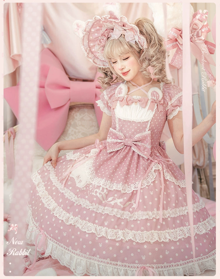 【受注予約6/11まで】Bow Rabbit 水玉ワンピース・全5色