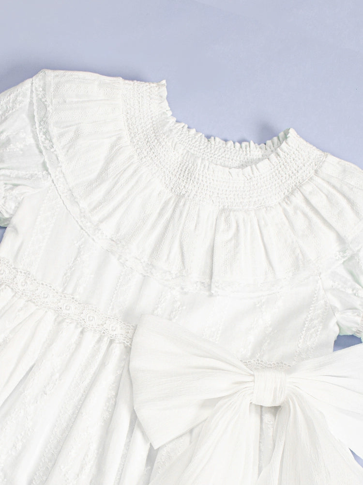 花刺繍入りコットンレースワンピース 単品＆セット