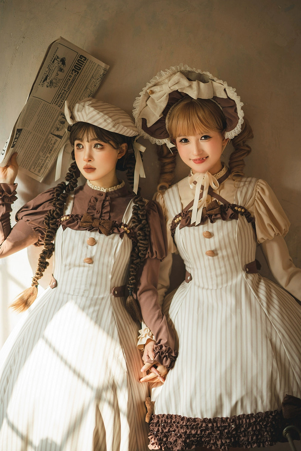 【予約販売】Classic Chocolat Stripe ストライプジャンパースカート・ショート丈