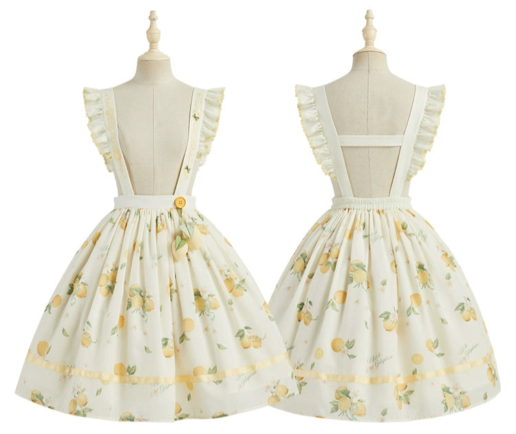 【受注予約7/16まで】Limone Town カントリー風サスペンダースカート