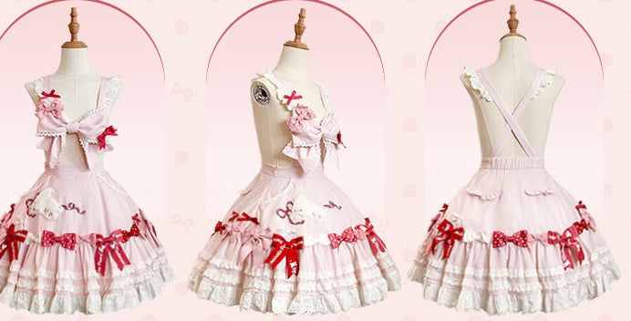 【受注予約6/11まで】Bow Rabbit リボンのサスペンダースカート