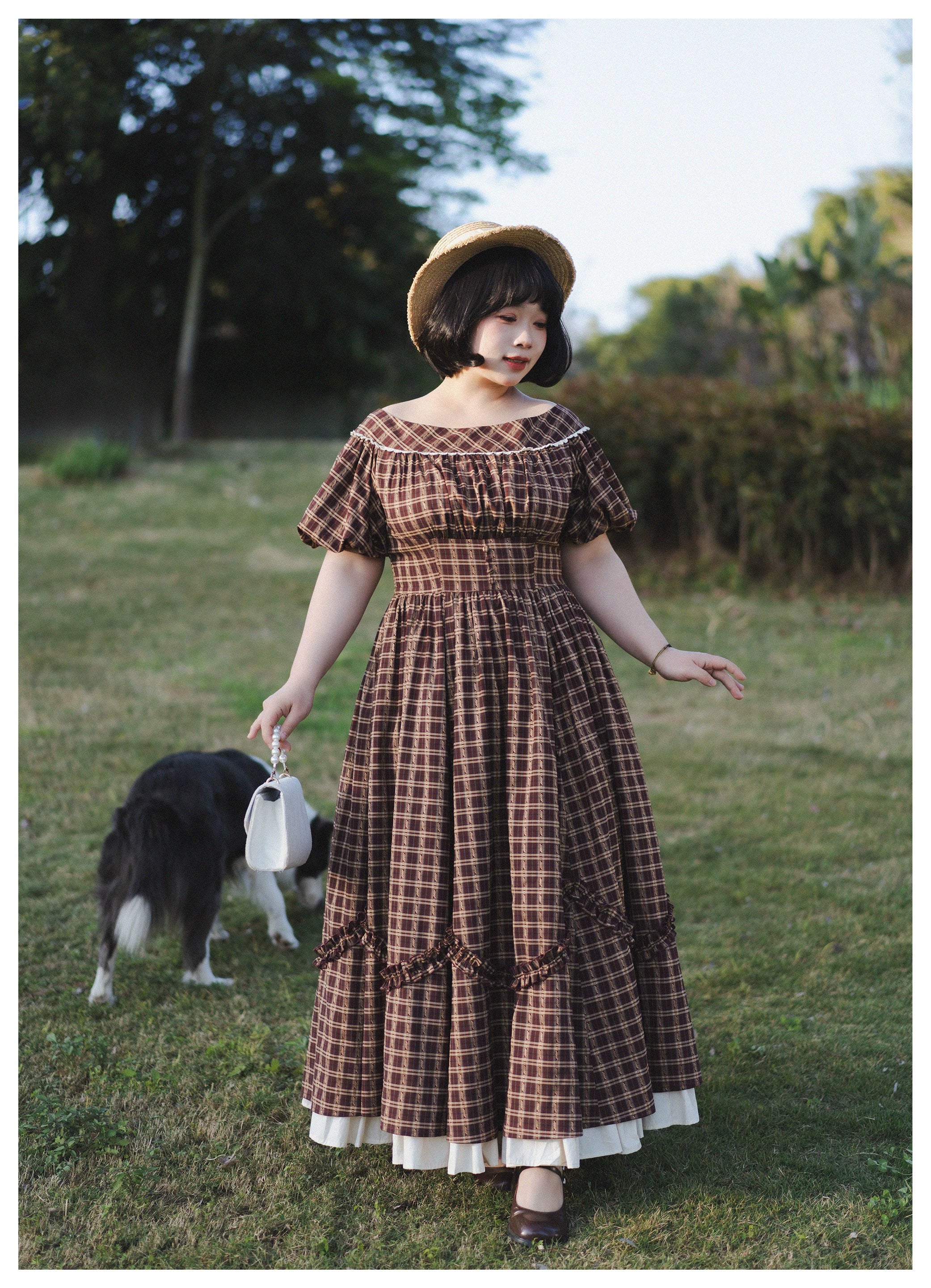 Forest Picnic チェックのワンピース