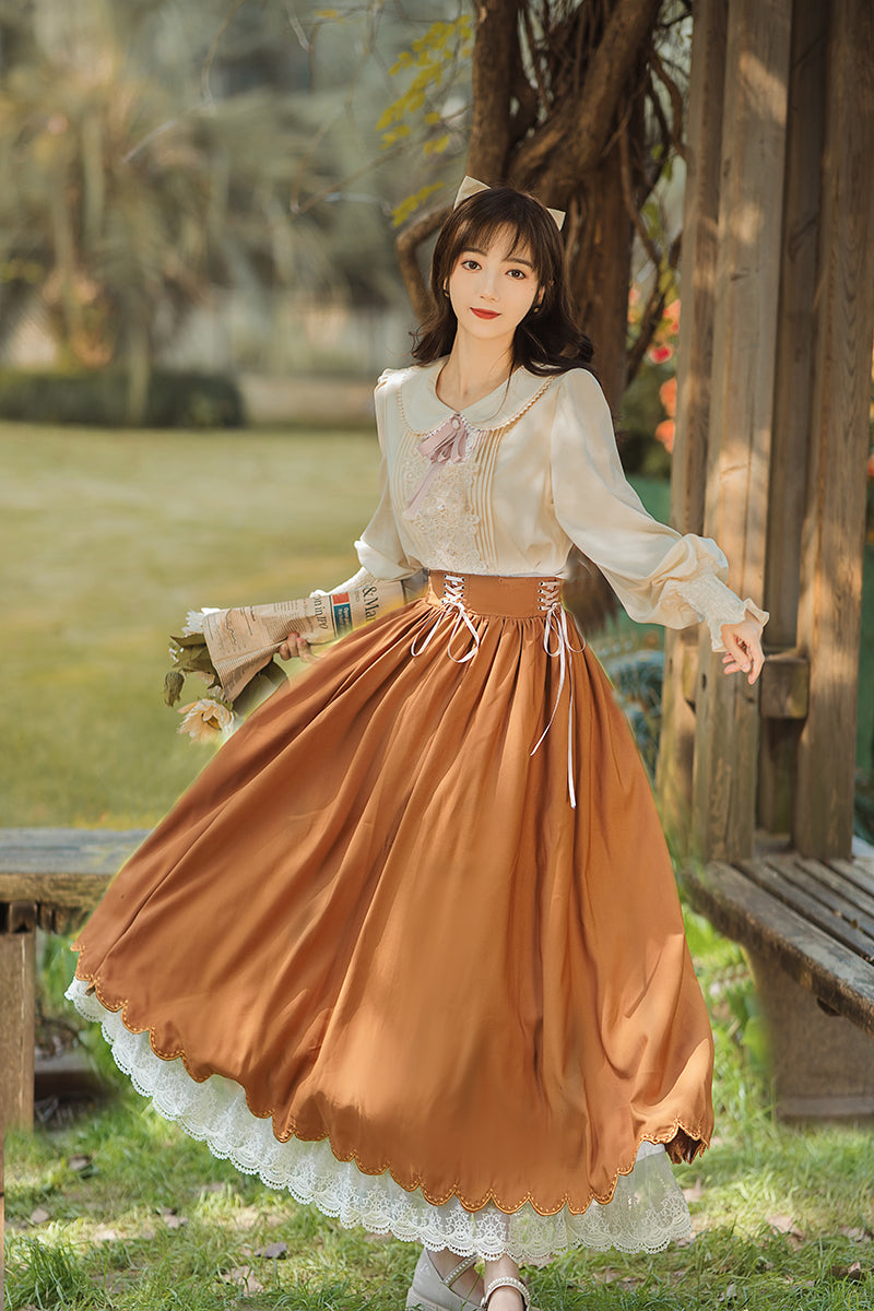 Lady-style retro classical setup [Long sleeve type] Total 5 colors