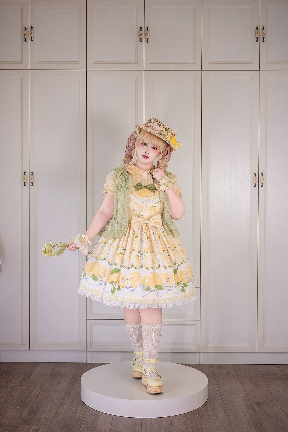 【受注予約5/14まで】Lemon Sweetie プリントジャンパースカート・ミドル丈