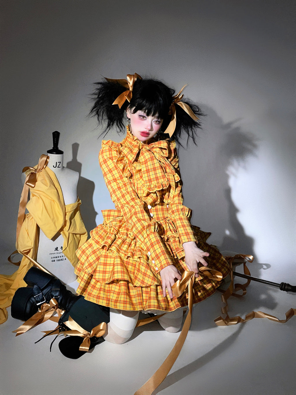 Doll's House リボンタイフリルブラウス チェック柄全4色