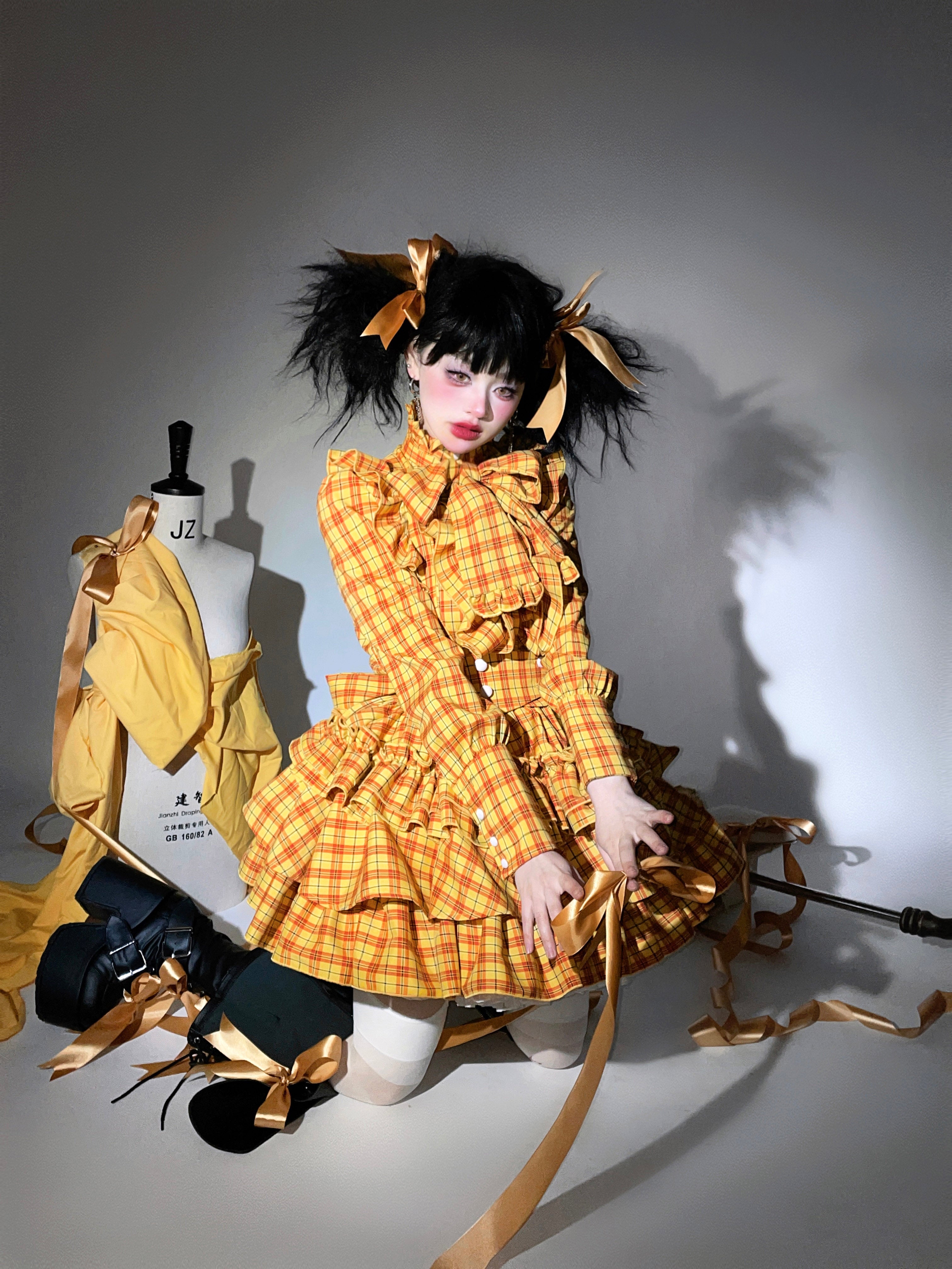 Doll's House リボンタイフリルブラウス チェック柄全4色