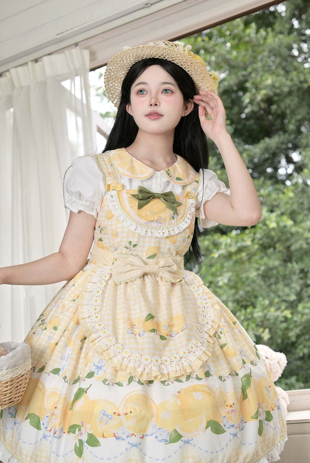 【予約販売】Lemon Sweetie プリントジャンパースカート・ミドル丈