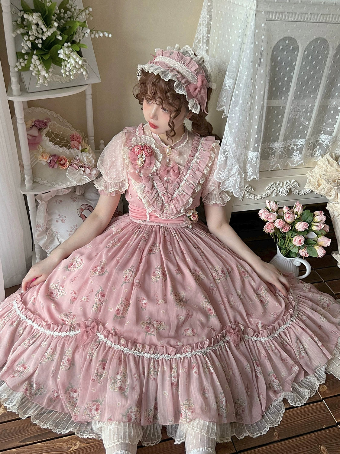 Daydream Rosa Classical rose pattern dress