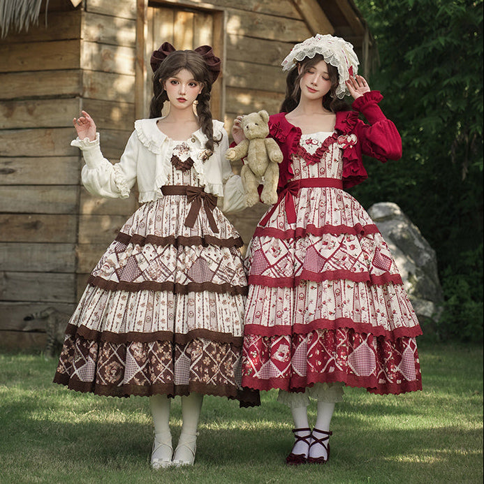 秋色のフローラルジャンパースカート