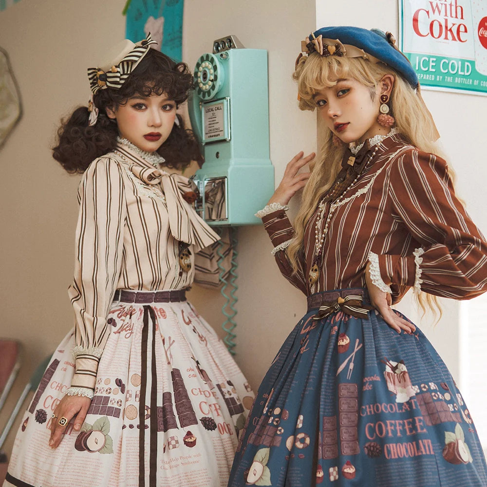 【予約販売】Coffee Break チョコレートプリントスカート
