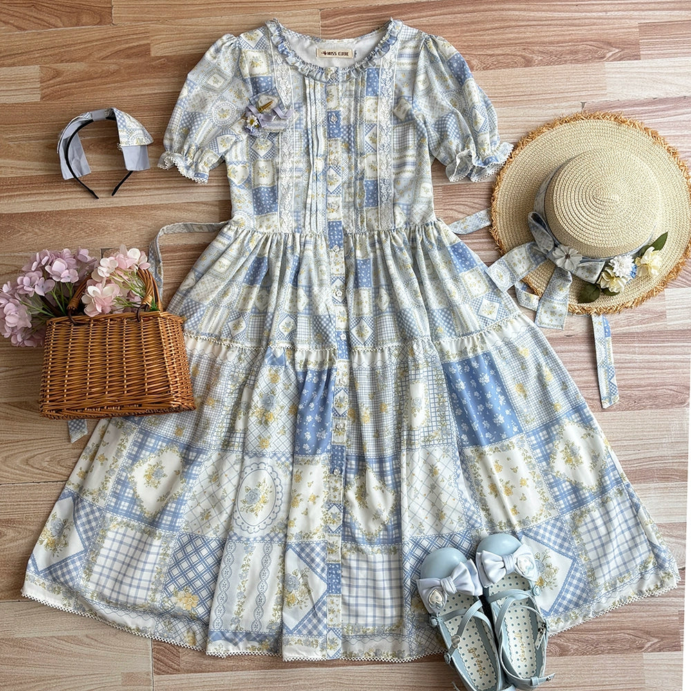 【受注予約7/14まで】Pathwork Garden カントリー風半袖ワンピース