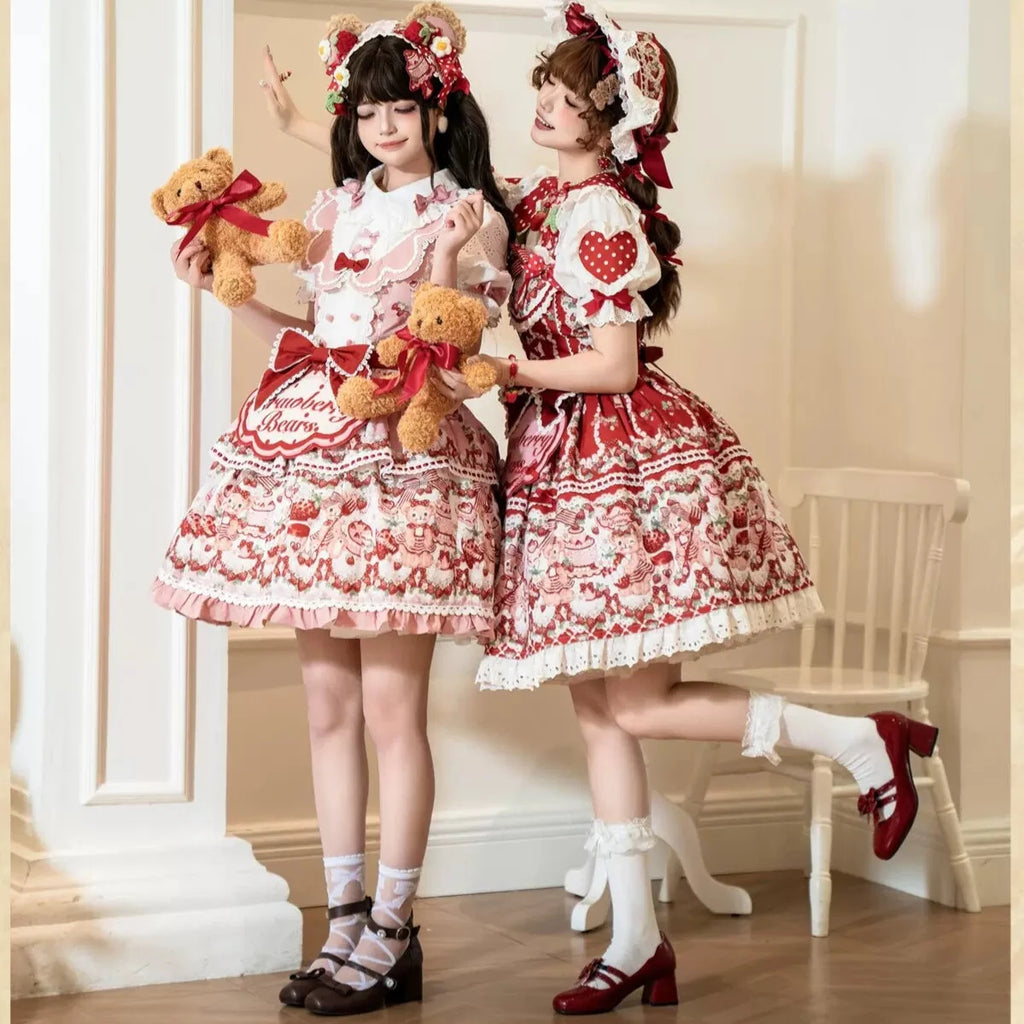Bear Strawberry Garden ジャンパースカート3点セット