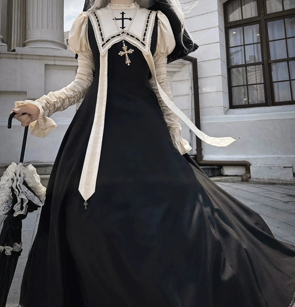 [Sale period has ended] Pray on a Moonlight Night Dress, Black, Long Length