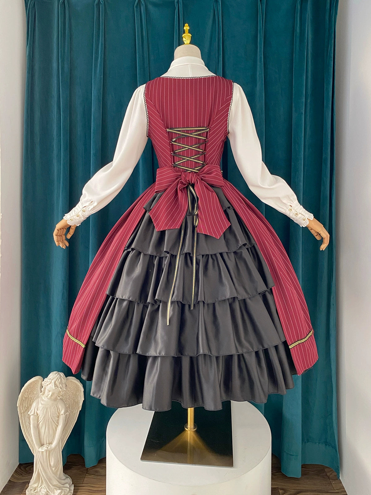 [Resale/Pre-orders available until 10/28] Bright Moon Corset Jumper Skirt Stripe [Red]