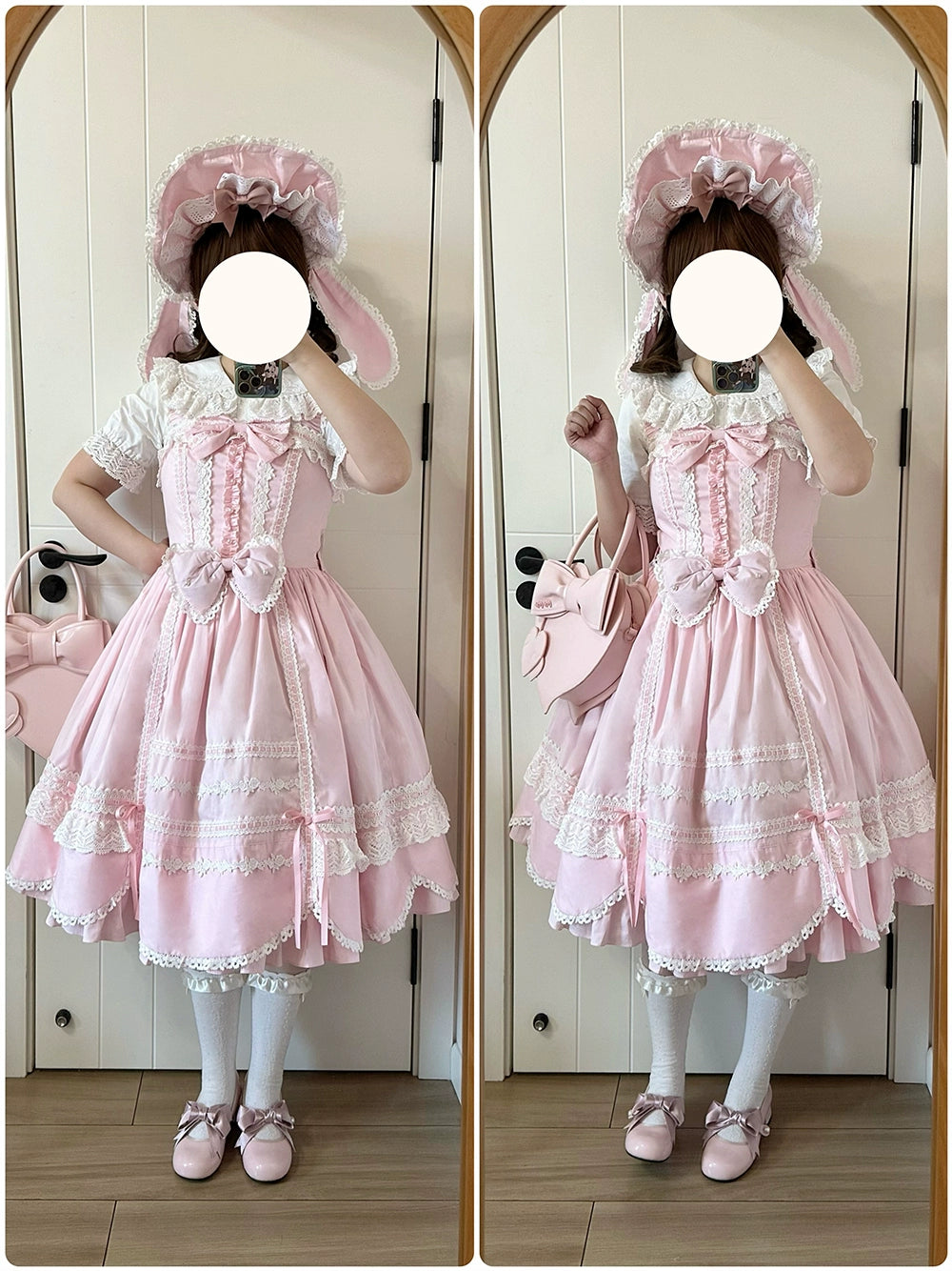 【受注予約6/12まで】Antique Petal Rabbit リボンジャンパースカート