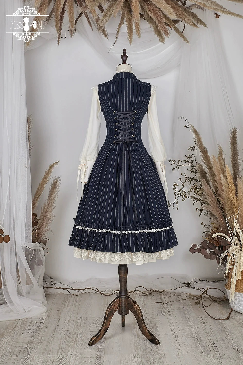 British Classical Lolita Vertical Striped Vest