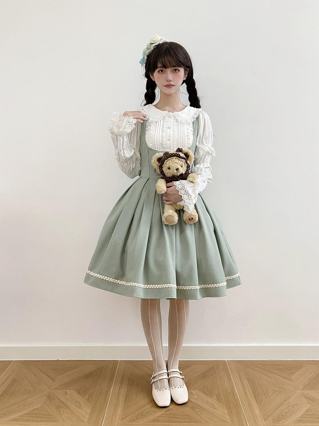 [Resale/Pre-orders available until 10/28] Bright Moon Corset Jumper Skirt, Plain Type [Light Green]