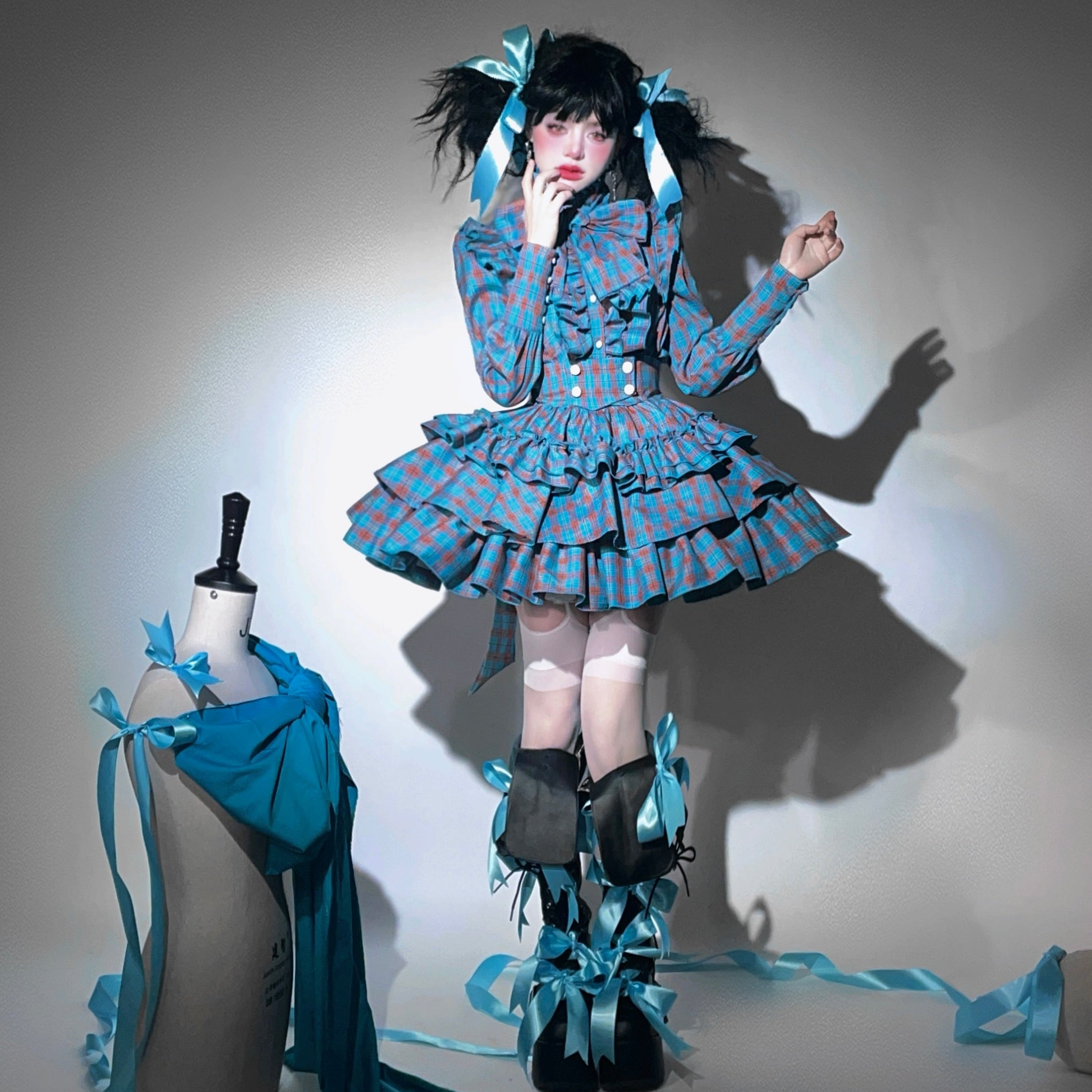 Doll's House リボンタイフリルブラウス チェック柄全4色