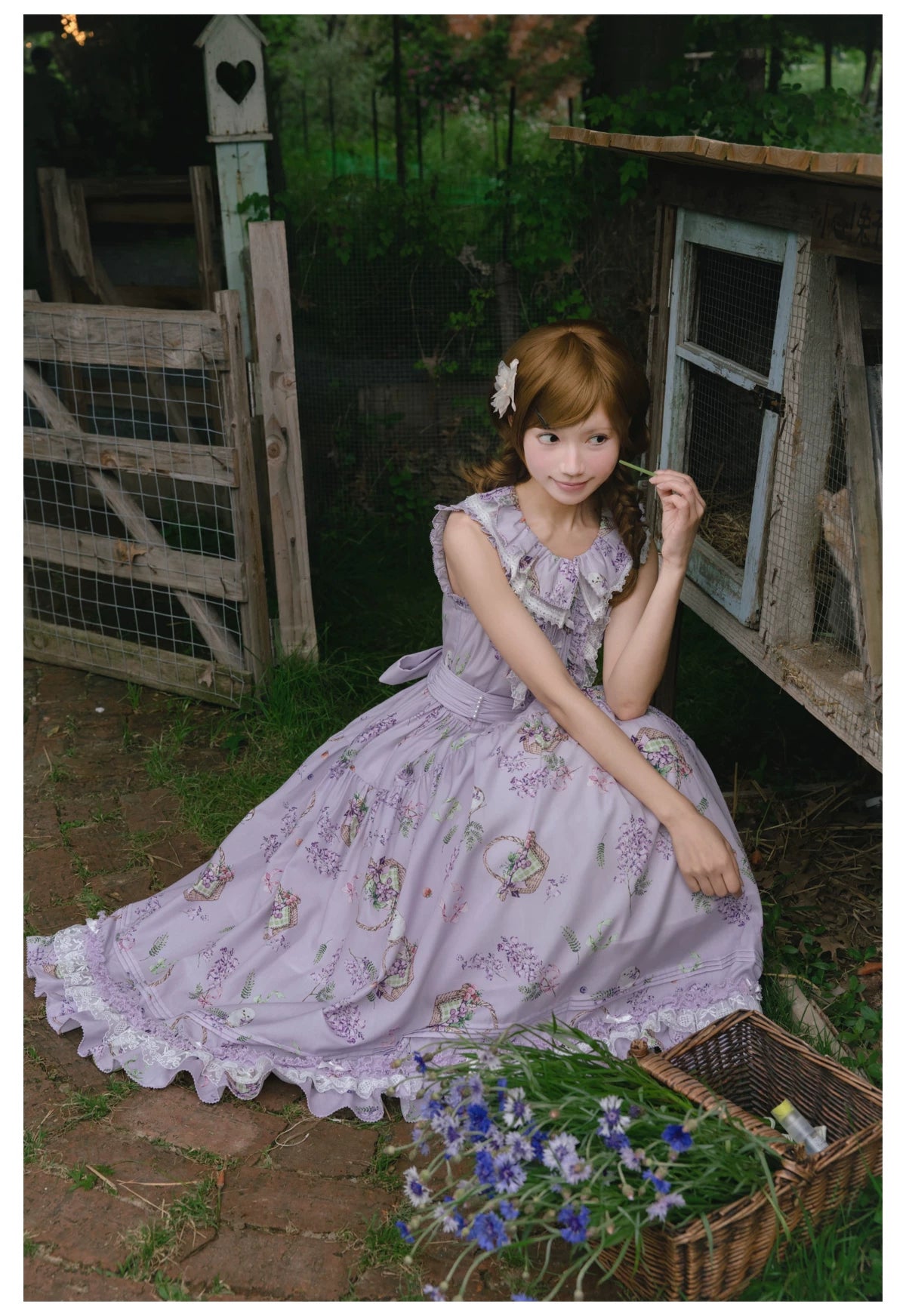 【受注予約8/17まで】Flower and Fruit Basket ジャンパースカート