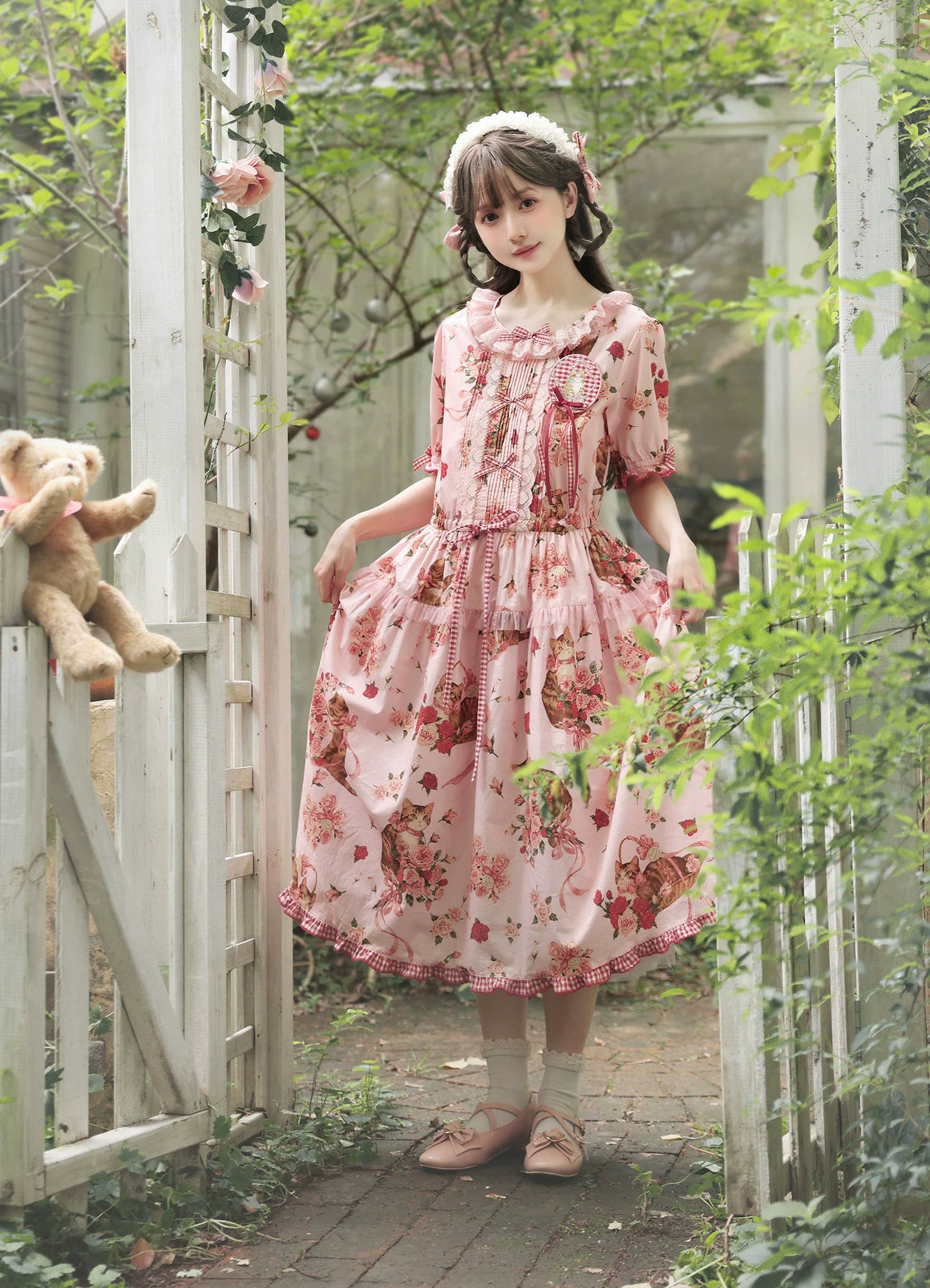 【受注予約6/19まで】Rural Cat プリントワンピース