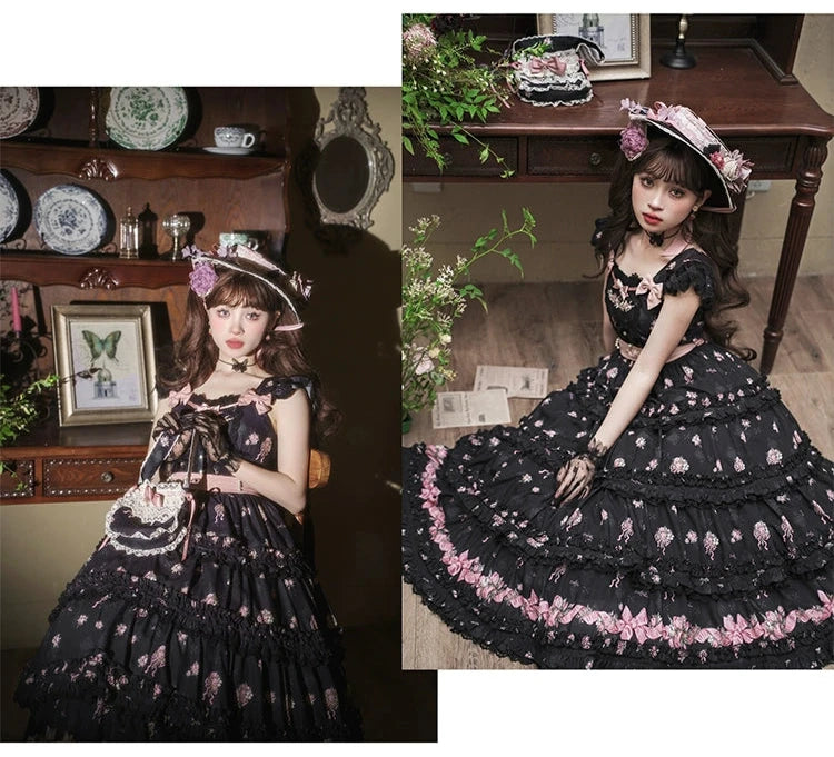 Roses Bouquet French Frill Sleeve Jumper Skirt