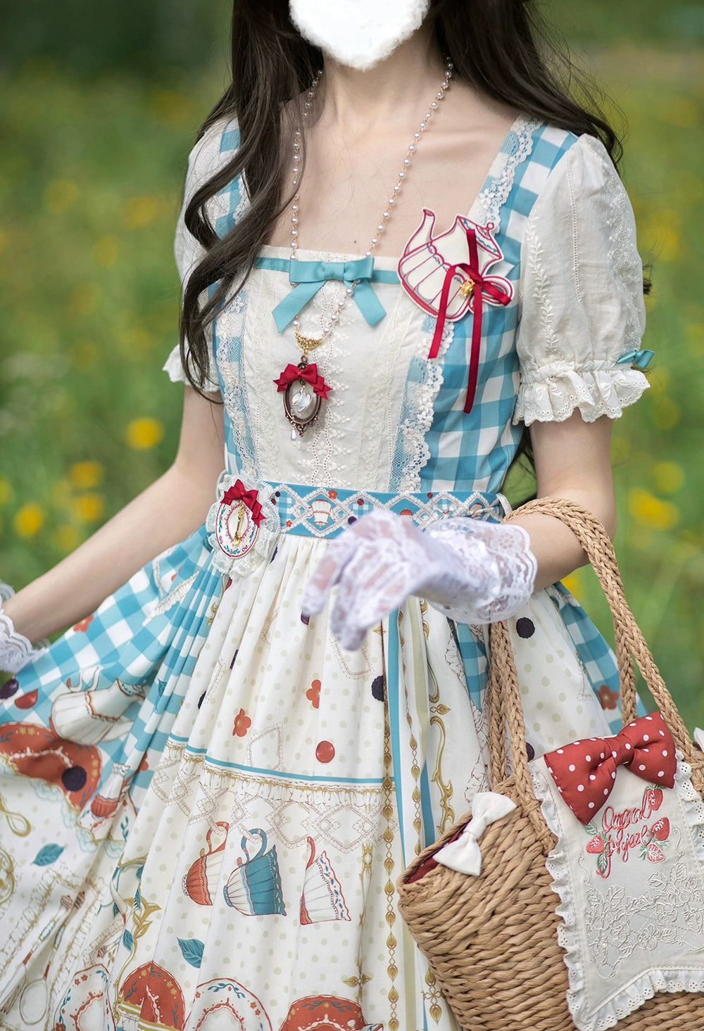 【予約販売】Picnic Tea Party スクエアネックワンピース